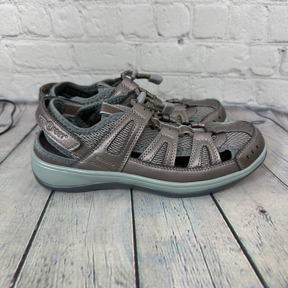 Orthofeet Verona Heel Strap women's orthotic sandal in pewter size 7.5 medium